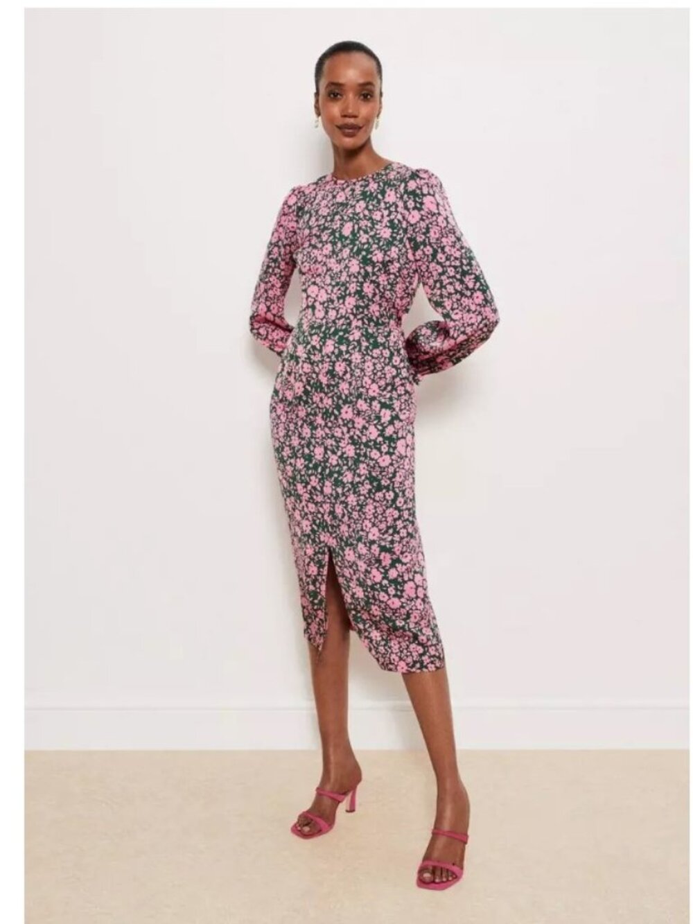 Hobbs London Charlton Dress in Green Pink